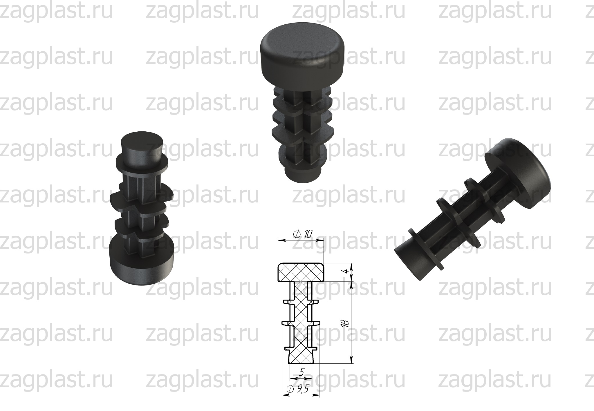 Заглушка круглая 10 мм | Пластиковые заглушки для труб и заборов